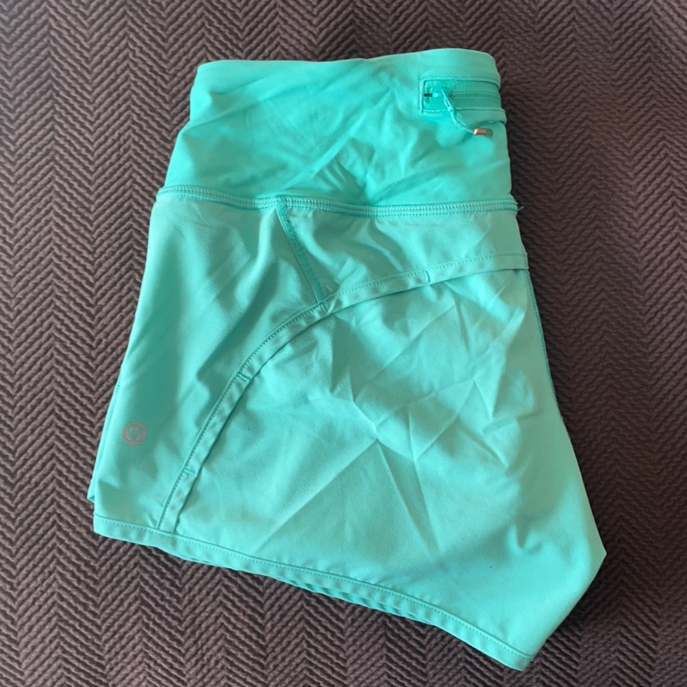 Lululemon teal running shorts